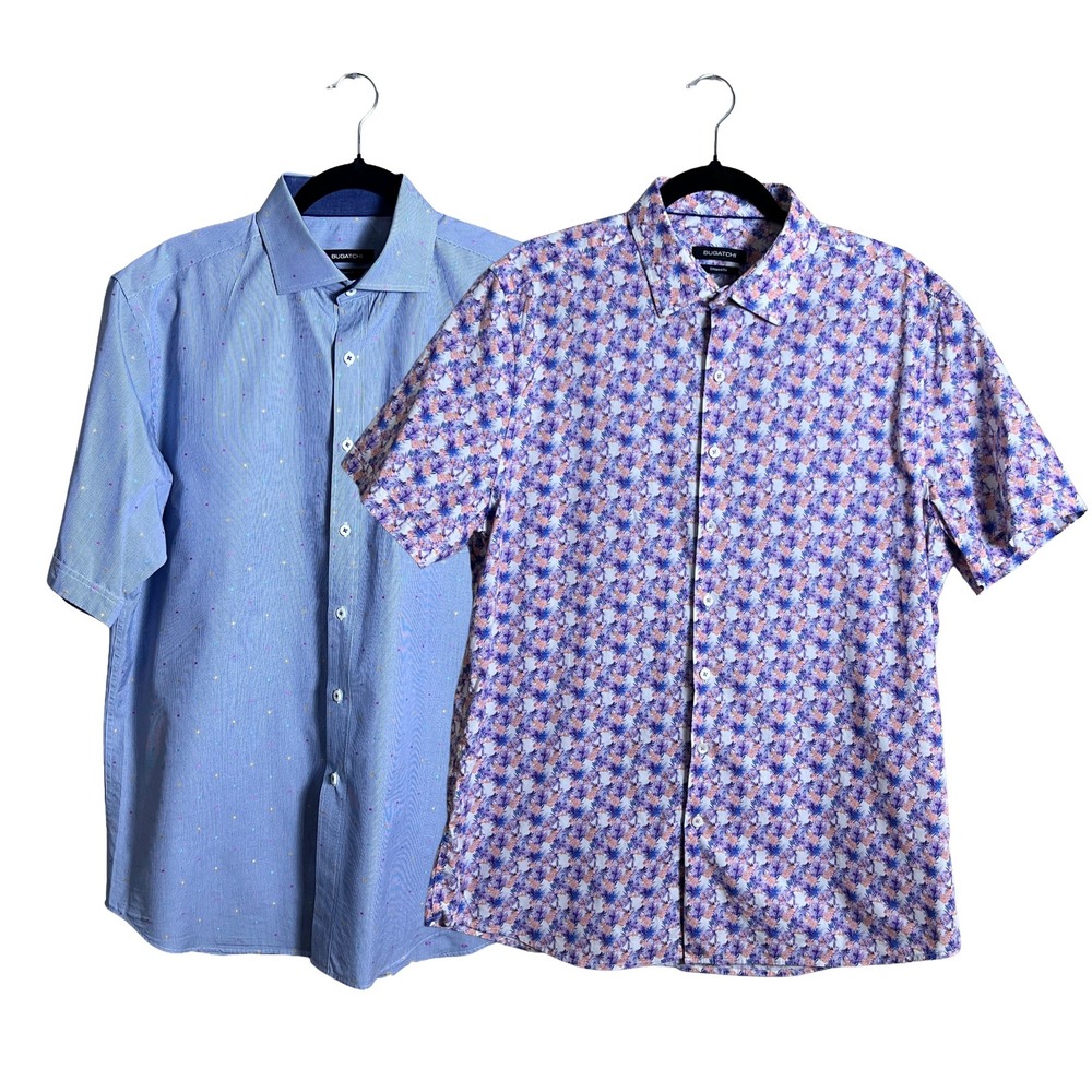 Bugatchi Shirts Bundle Short Sleeve XL Floral Polka Dot Luxury